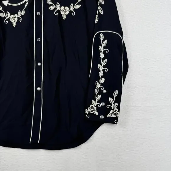 Polo Ralph Lauren Women's 2 Relaxed Fit Pearl Snap Western Embroidered Shirt - Picture 3 of 11